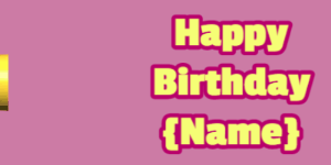 Happy Birthday GIF:fruity birthday cake on blue with yellow & rouge text