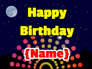 Happy Birthday GIF:Nighttime Marquee and moon