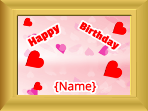 Happy Birthday GIF:Birthday picture: pink happy faces red block