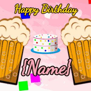Birthday gif candy cake: pink, squares