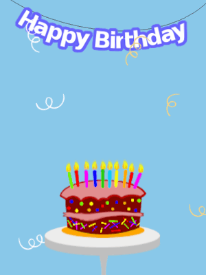 Happy Birthday GIF, birthday-13401 @ Editable GIFs, Blue birthday GIF with a cartoon cake and hearts