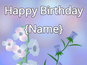 Happy Birthday GIF:Happy Birthday Flower GIF blue & tulips on a blue