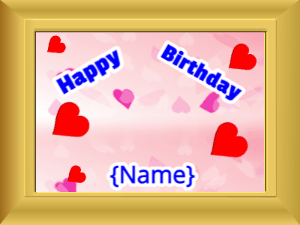 Happy Birthday GIF:Birthday picture: pink happy faces blue block