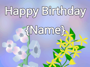 Happy Birthday GIF:Happy Birthday Flower GIF blue & yellow on a blue