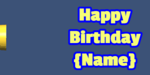 Happy Birthday GIF:pink birthday cake on green with yellow & blue text
