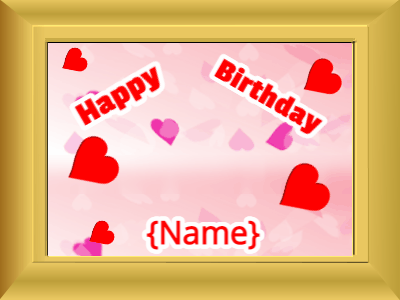 Happy Birthday, birthday-14704 @ Editable GIFs,Birthday picture: pink flowers red cursive