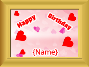 Happy Birthday GIF:Birthday picture: pink flowers red cursive