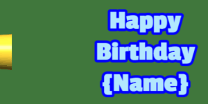 Happy Birthday GIF:candy birthday cake on purple with baby blue & blue text
