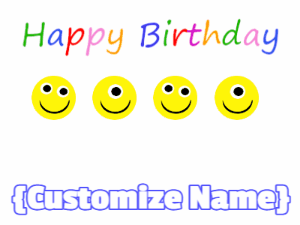 Happy Birthday GIF:Smiley Faces and Cupcakes
