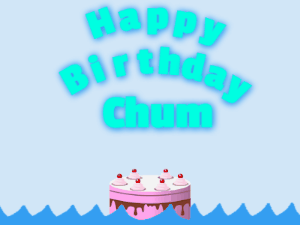 Happy Birthday GIF:Birthday shark gif: pink cake & cyan text