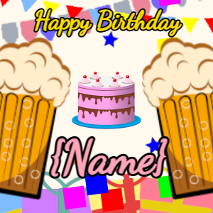 Birthday gif pink cake: party, squares