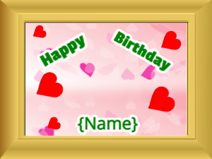 Happy Birthday GIF:Birthday picture: pink flowers green cursive