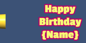 Happy Birthday GIF:candy birthday cake on green with yellow & rouge text