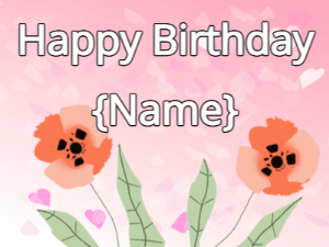 Happy Birthday GIF:Happy Birthday Flower GIF poppy & poppy on a pink