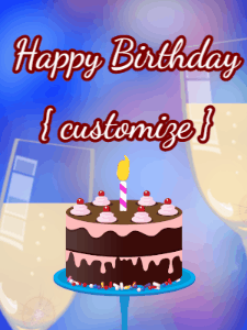 Happy Birthday GIF:Champagne toast and birthday cake