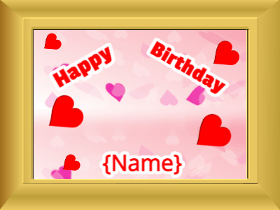 Happy Birthday, birthday-16304 @ Editable GIFs,Birthday picture: pink hearts red cursive