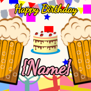 Birthday gif cream cake: party, squares