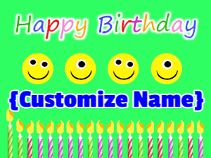 Happy Birthday GIF:Smiley Faces and Bouncing Candles