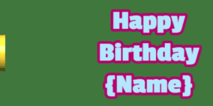 Happy Birthday GIF:candy birthday cake on purple with baby blue & rouge text