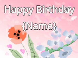 Happy Birthday GIF:Happy Birthday Flower GIF poppy & blue on a pink