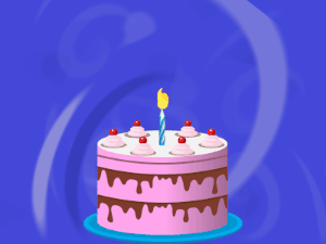 Happy Birthday GIF:Birthday Cake and star fireworks