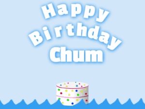 Happy Birthday GIF:Birthday shark gif: candy cake & white text