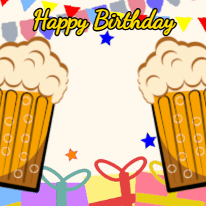 Happy Birthday GIF:Birthday gif fruity cake: party, stars