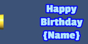 Happy Birthday GIF:chocolate birthday cake on green with baby blue & blue text