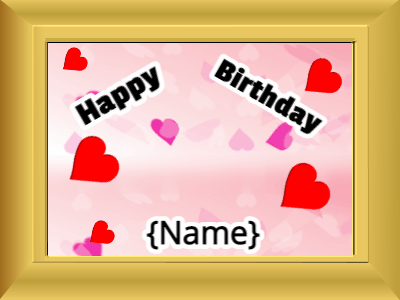 Happy Birthday, birthday-17504 @ Editable GIFs,Birthday picture: pink hearts #c200ff cursive