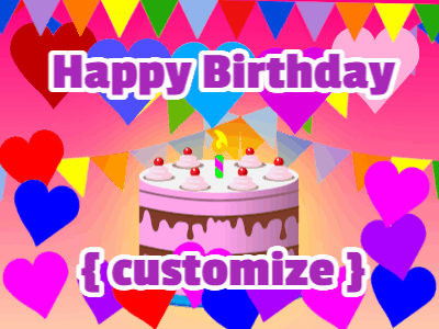 Happy Birthday GIF, birthday-177 @ Editable GIFs,Love birthday with hearts and cake