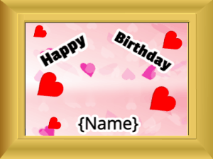 Happy Birthday GIF:Birthday picture: pink hearts #c200ff block