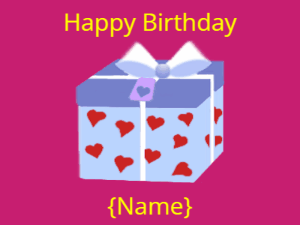 Happy Birthday GIF:Birthday gift box on with flashing text
