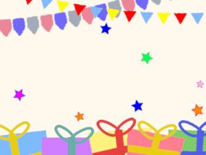 Happy Birthday GIF:blue & white Birthday GIF on party with yellow balloons