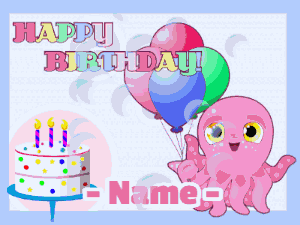 Cute octopus and bubbles birthday cake