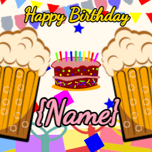 Birthday gif cartoon cake: party, squares