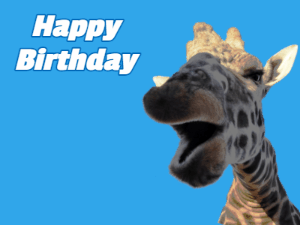 Happy Birthday GIF:Giraffe says birthday name