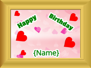 Happy Birthday GIF:Birthday picture: pink stars green cursive