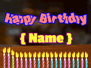 Happy Birthday GIF:Bouncing Birthday Candles on a pub background: block