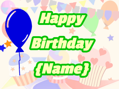 Happy Birthday GIF, birthday-192 @ Editable GIFs,Blue balloon and flowing stars