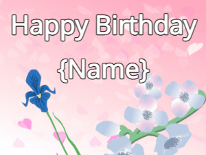 Happy Birthday GIF:Happy Birthday Flower GIF iris & blue on a pink