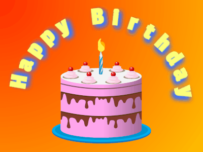 Birthday GIF, birthday-193 @ Editable GIFs,Cake and candle gif on orange