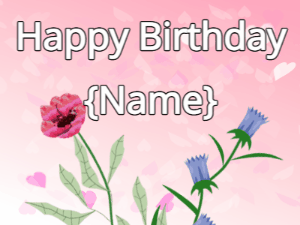 Happy Birthday GIF:Happy Birthday Flower GIF red & tulips on a pink