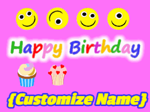 Cupcakes and colorful text with happy faces