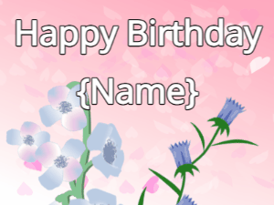 Happy Birthday GIF:Happy Birthday Flower GIF blue & tulips on a pink