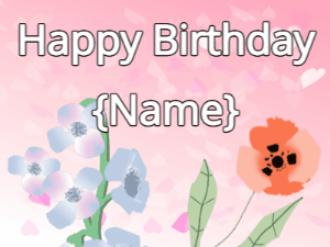 Happy Birthday GIF:Happy Birthday Flower GIF blue & poppy on a pink
