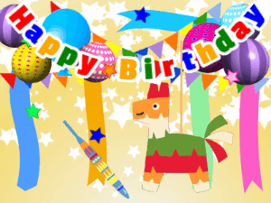 Happy Birthday GIF:Candy pinata hit with a club