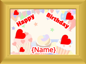 Happy Birthday GIF:Birthday picture: party flowers red block