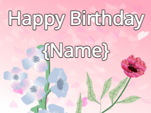 Happy Birthday GIF:Happy Birthday Flower GIF blue & red on a pink