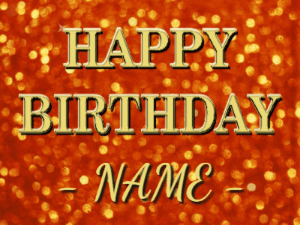 Happy Birthday GIF:Orange birthday glitter and sparkles