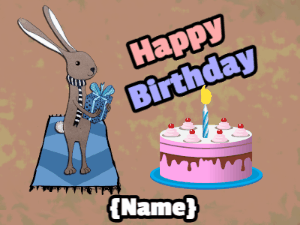 Happy Birthday GIF:Happy Birthday Gift Bunny